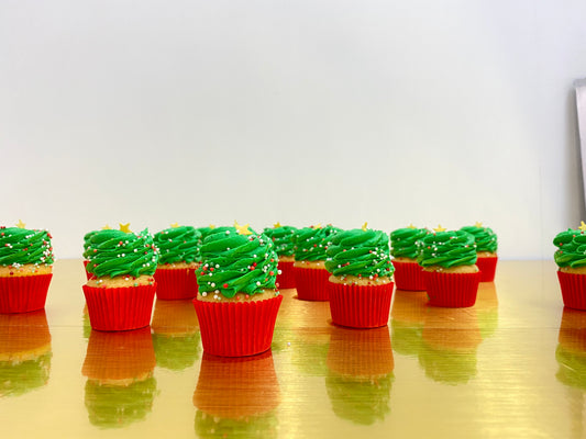 Mini Xmas Tree Cupcakes by the Dozen